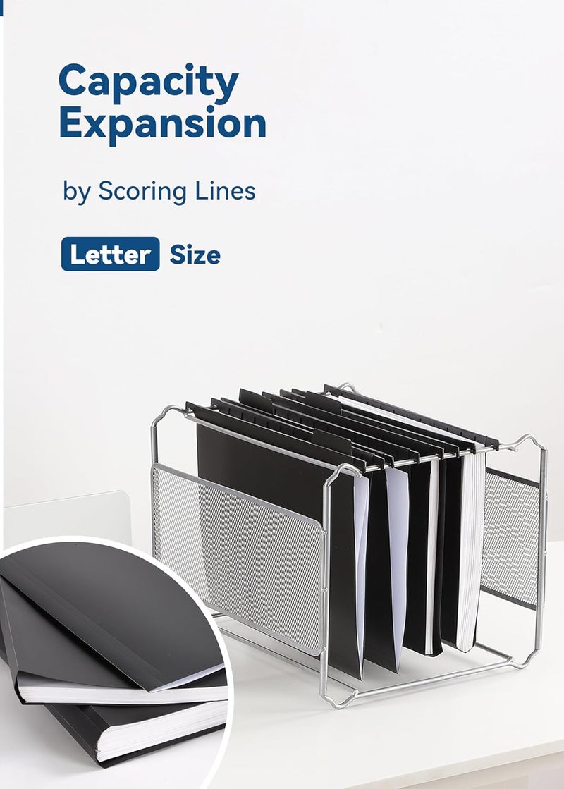SortRax Plastic Hanging File Folders, Letter Size, 12 Pack Hanging Folders, with Insertable 1/5-Cut Tabs for Filing Cabinets - Black - Image 3